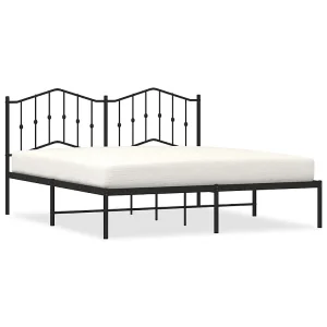 Bedframe met hoofdbord metaal zwart 183×213 cm Bedframe met hoofdbord metaal zwart 183×213 cm