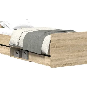 Bedframe met hoofd- en voeteneinde sonoma eikenkleur 100×200 cm