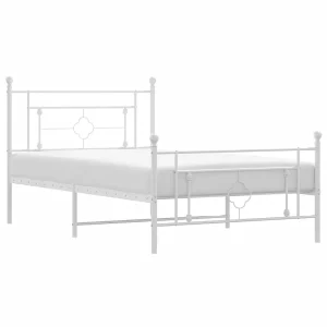 Bedframe met hoofd- en voeteneinde metaal wit 107×203 cm Bedframe met hoofd- en voeteneinde metaal wit 107×203 cm