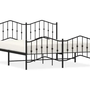 Bedframe met hoofd- en voeteneinde metaal zwart 183×213 cm