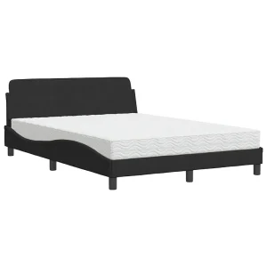 Bed met matras fluweel zwart 140×200 cm Bed met matras fluweel zwart 140×200 cm