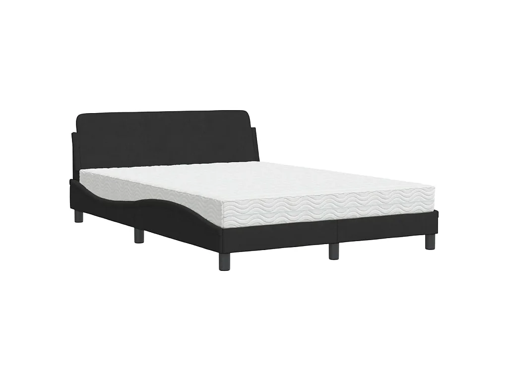 Bed met matras fluweel zwart 140x200 cm