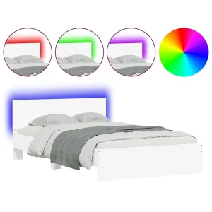 Bedframe met hoofdeinde en LED wit 135×190 cm Bedframe met hoofdeinde en LED wit 135×190 cm