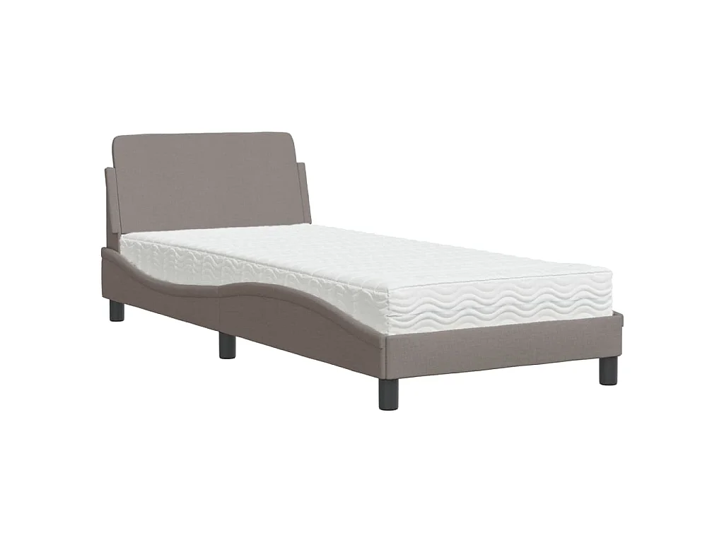 Bed met matras stof taupe 90x190 cm