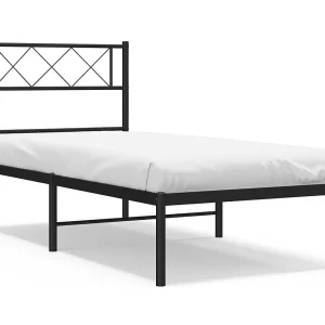 Bedframe met hoofdbord metaal zwart 90×190 cm Bedframe met hoofdbord metaal zwart 90×190 cm