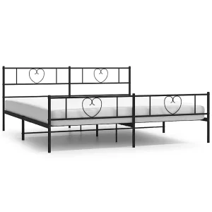 Bedframe met hoofd- en voeteneinde metaal zwart 183×213 cm Bedframe met hoofd- en voeteneinde metaal zwart 183×213 cm