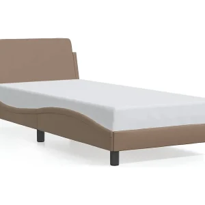 Bedframe met hoofdbord kunstleer cappuccinokleurig 90×200 cm Bedframe met hoofdbord kunstleer cappuccinokleurig 90×200 cm