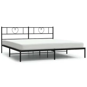 Bedframe met hoofdbord metaal zwart 180×200 cm Bedframe met hoofdbord metaal zwart 180×200 cm