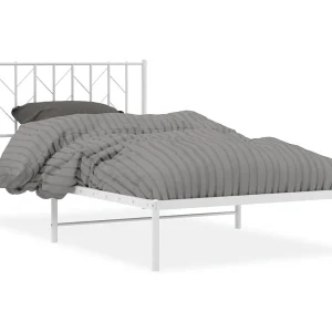 Bedframe met hoofdbord metaal wit 107×203 cm Bedframe met hoofdbord metaal wit 107×203 cm