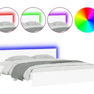 Bedframe met hoofdeinde en LED wit 180×200 cm Bedframe met hoofdeinde en LED wit 180×200 cm