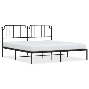 Bedframe met hoofdbord metaal zwart 183×213 cm Bedframe met hoofdbord metaal zwart 183×213 cm