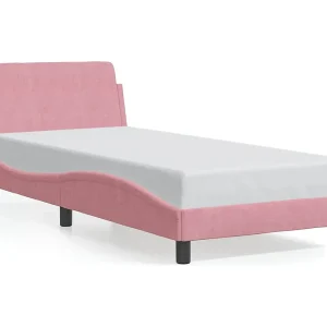 Bedframe met hoofdeinde "Dover" 90×200 cm fluweel roze Bedframe met hoofdeinde "Dover" 90×200 cm fluweel roze