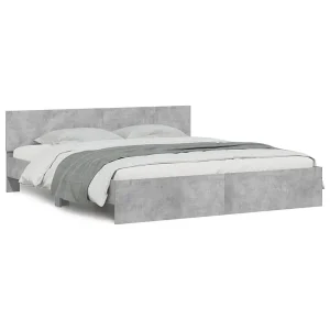 Bedframe met hoofdeinde betongrijs 180×200 cm