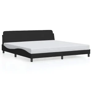 Bedframe zonder matras stof zwart 200×200 cm Bedframe zonder matras stof zwart 200×200 cm