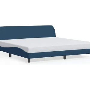 Bedframe zonder matras stof blauw 200×200 cm Bedframe zonder matras stof blauw 200×200 cm