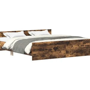 Bedframe met hoofd- en voeteneinde gerookt eiken 180×200 cm Bedframe met hoofd- en voeteneinde gerookt eiken 180×200 cm