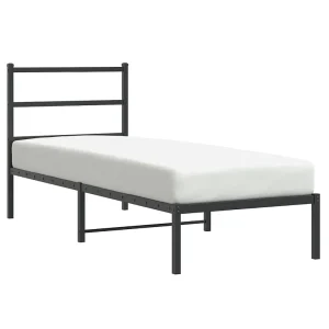 Bedframe met hoofdbord metaal zwart 80×200 cm Bedframe met hoofdbord metaal zwart 80×200 cm