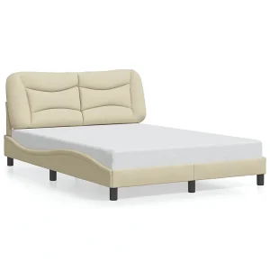 Bedframe zonder matras stof crèmekleurig 140×200 cm Bedframe zonder matras stof crèmekleurig 140×200 cm