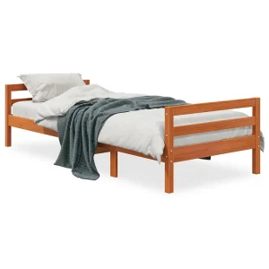Bedframe massief grenenhout wasbruin 90×200 cm Bedframe massief grenenhout wasbruin 90×200 cm