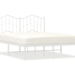 Bedframe met hoofdbord metaal wit 140×190 cm Bedframe met hoofdbord metaal wit 140×190 cm