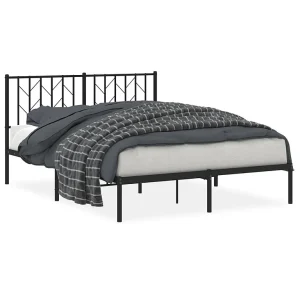 Bedframe met hoofdbord metaal zwart 140×190 cm Bedframe met hoofdbord metaal zwart 140×190 cm