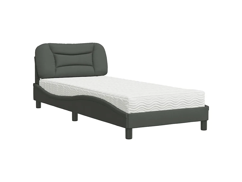 Bed met matras stof donkergrijs 90x190 cm