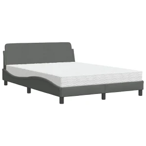 Bed met matras stof donkergrijs 140×200 cm Bed met matras stof donkergrijs 140×200 cm