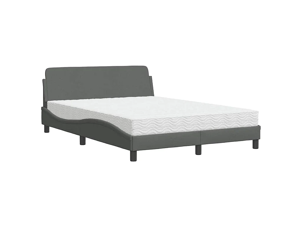Bed met matras stof donkergrijs 140x200 cm