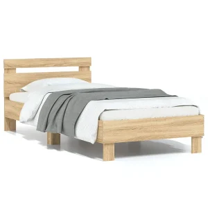Bedframe met hoofdbord zonder matras sonoma eiken 90×200 cm Bedframe met hoofdbord zonder matras sonoma eiken 90×200 cm