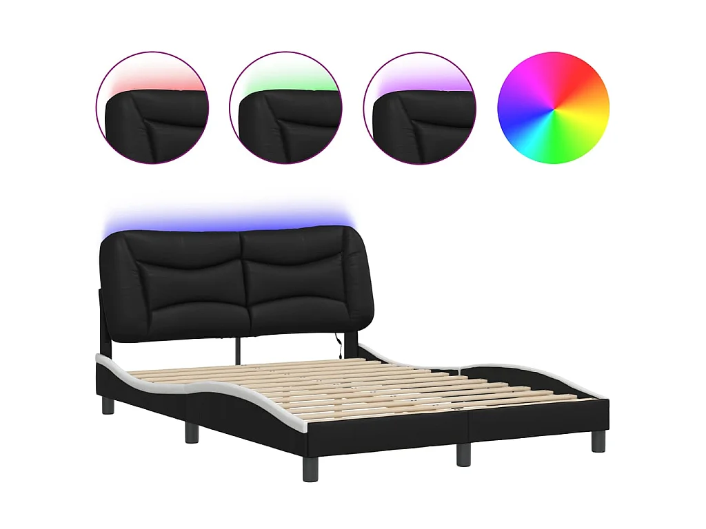 Bedframe met LED-verlichting kunstleer zwart en wit 120x200 cm