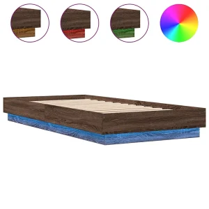 Bedframe met LED-verlichting bruin eikenkleurig 100×200 cm Bedframe met LED-verlichting bruin eikenkleurig 100×200 cm