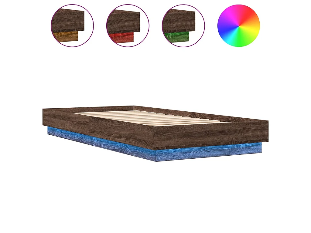 Bedframe met LED-verlichting bruin eikenkleurig 100x200 cm