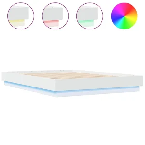 Bedframe met LED-verlichting wit 160×200 cm Bedframe met LED-verlichting wit 160×200 cm