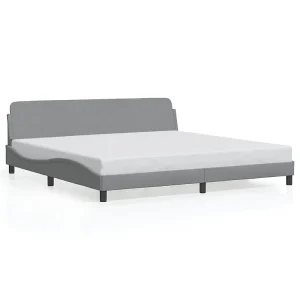 Bedframe zonder matras stof lichtgrijs 200×200 cm Bedframe zonder matras stof lichtgrijs 200×200 cm