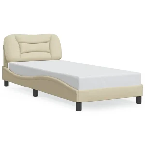 Bedframe zonder matras 90×190 cm stof crèmekleurig