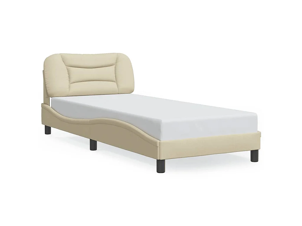 Bedframe zonder matras 90x190 cm stof crèmekleurig