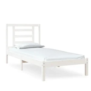 Bedframe massief hout wit 75×190 cm Bedframe massief hout wit 75×190 cm