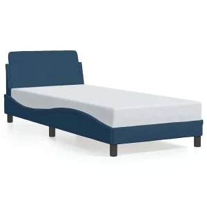 Bedframe met hoofdeinde zonder matras 80×200 cm stof blauw