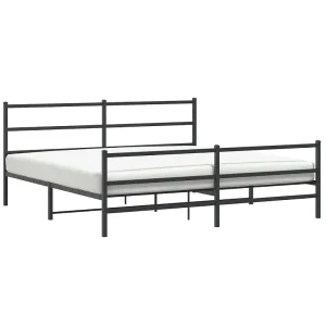 Bedframe met hoofd- en voeteneinde metaal zwart 193×203 cm Bedframe met hoofd- en voeteneinde metaal zwart 193×203 cm