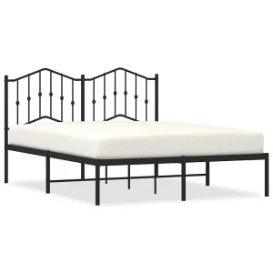 Bedframe met hoofdbord metaal zwart 140×190 cm Bedframe met hoofdbord metaal zwart 140×190 cm