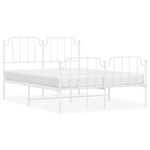 Bedframe met hoofd- en voeteneinde metaal wit 140×200 cm Bedframe met hoofd- en voeteneinde metaal wit 140×200 cm