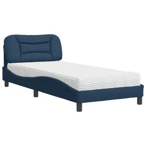 Bed met matras stof blauw 80×200 cm Bed met matras stof blauw 80×200 cm