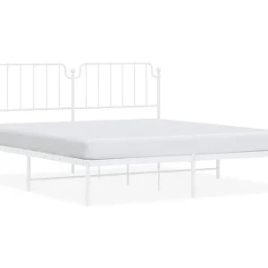 Bedframe met hoofdbord metaal wit 183×213 cm Bedframe met hoofdbord metaal wit 183×213 cm