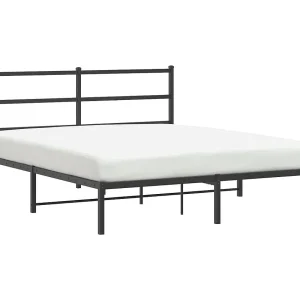 Bedframe met hoofdbord metaal zwart 160×200 cm Bedframe met hoofdbord metaal zwart 160×200 cm