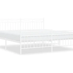 Bedframe met hoofd- en voeteneinde metaal wit 183×213 cm Bedframe met hoofd- en voeteneinde metaal wit 183×213 cm