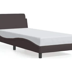 Bedframe zonder matras 90×200 cm stof donkerbruin Bedframe zonder matras 90×200 cm stof donkerbruin