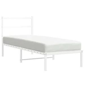 Bedframe met hoofdbord zonder matras metaal wit 75×190 cm Bedframe met hoofdbord zonder matras metaal wit 75×190 cm