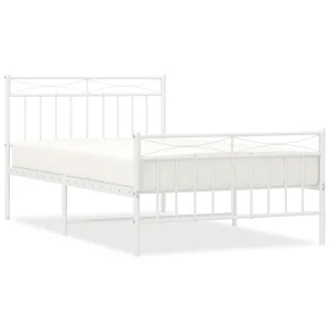 Bedframe met hoofd- en voeteneinde metaal wit 107×203 cm Bedframe met hoofd- en voeteneinde metaal wit 107×203 cm