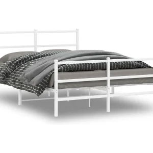 Bedframe met hoofd- en voeteneinde metaal wit 140×200 cm Bedframe met hoofd- en voeteneinde metaal wit 140×200 cm