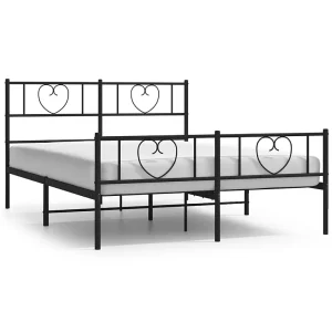 Bedframe met voetbord zonder matras metaal zwart 160×200 cm Bedframe met voetbord zonder matras metaal zwart 160×200 cm